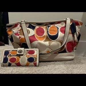 COACH PARK HAND DRAWN SCARF PRINT CARRIE & WALLET